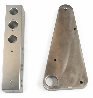 precision machined aluminum components on display